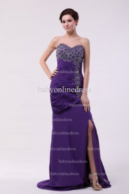 Wholesale Glamorous Gowns For Proms Purple Sweetheart Beaded Front Split Long Dresses Online BO0871_1