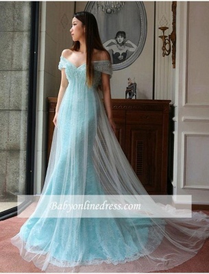 Stunning Mermaid Off-the-shoulder Prom Dress 2021 Lace Tulle Prom Dress_1