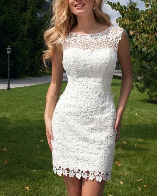 Sexy Sheath Mini Lace wedding Dress 2021 Detachable Wedding Tulle Train_4