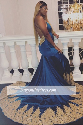 Charming Sleeveless Open-Back Prom Dresses | Mermaid Royal-Blue Appliques Evening Gowns_3