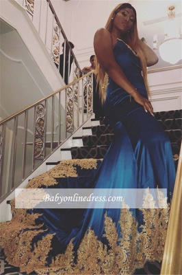 Charming Sleeveless Open-Back Prom Dresses | Mermaid Royal-Blue Appliques Evening Gowns_5
