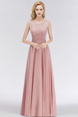 Chiffon Lace Sleeveless Scoop Gorgeous Long Floor-Length Bridesmaid Dress_1