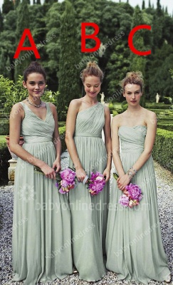 Light Green Bridesmaid Dresses Ruffles Sleeveless Floor Length Backless Different Style Pretty Custom Made Party Gowns_2