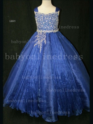 Wholesale Beautiful Junior Pageant Dresses Beaded Ball Gown Organza Gowns For Flower Girls For Sale LR805_2