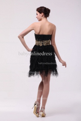 Sexy Cheap Cocktail Dress Black For Sale Designer Sweetheart Beaded Sequined Feather Short Gowns BO0875_4