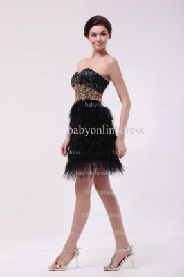 Sexy Cheap Cocktail Dress Black For Sale Designer Sweetheart Beaded Sequined Feather Short Gowns BO0875_5