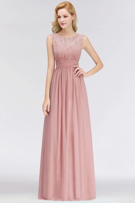 Sleeveless Chiffon Elegant Long Lace Scoop Bridesmaid Dress_1