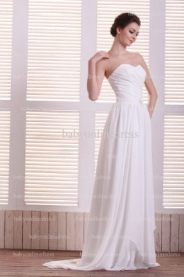 Simple Elegant Dresses For Bridesmaids Online 2021 Wholesale Sweetheart Ruched Long Chiffon Gowns BO0712_3