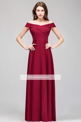 Burgundy A-line Long Off-the-Shoulder Evening Gowns_7