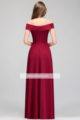 Burgundy A-line Long Off-the-Shoulder Evening Gowns_5