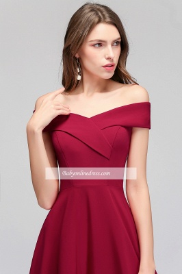 Burgundy A-line Long Off-the-Shoulder Evening Gowns_6