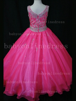 Very Cheap Formal Gowns For Girls 2021 New Design Beaded Rhinestone Organza Pageant Dresses Online LR810_4