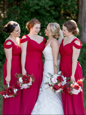Elegant A-Line Chiffon Bridesmaid Dresses | Cold Shoulder Ruched Wedding Party Dresses_1