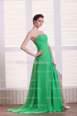 Discounted Green Dresses Evening 2021 Wholesale Sweetheart Front Split Long Chiffon Gowns For Sale BO0738_3
