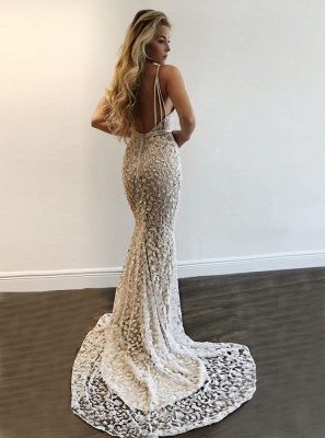Sexy Spaghettis Straps Evening Gowns | V-Neck Open Back Prom Dresses_3