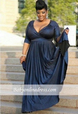 2021 Plus Size A-line Half Sleeve V-neck Long Sexy Mother of the Bridal Dress_1