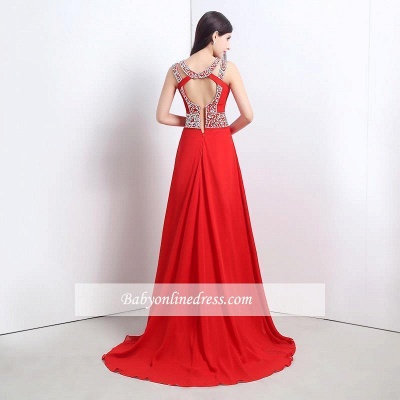 2021 Modern Front-Split Crystals Chiffon A-line Prom Dress_3