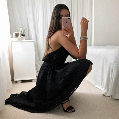 Sexy Black A-Line Homecoming Dresses | Spaghetti Straps Hi-Lo Cocktail Dresses_2