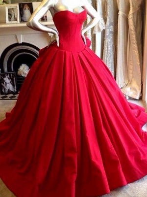 Red Wedding Dresses Ball Gown Sweetheart Strapless Sleevesless Floor Length Sexy Bridal Wears_2