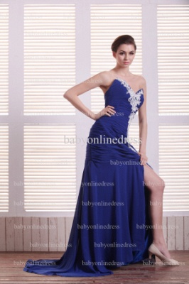 Wholesale 2021 Womens Evening Gowns Loyal Blue Sweetheart Appliques Mermaid Chiffon Dresses For Sale BO0741_3