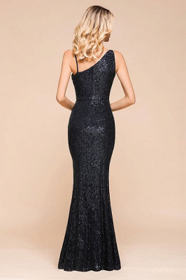 Sexy One-shoulder Sequined Front-slit Floor-length Sheath Prom Dresses_8