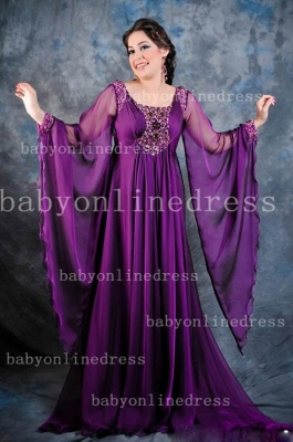 2021 New Arrival Purple Evening Dresses Arabic Dubai Abaya Kaftan Long Chiffon Evening Gowns BO2416_1