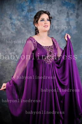 2021 New Arrival Purple Evening Dresses Arabic Dubai Abaya Kaftan Long Chiffon Evening Gowns BO2416_2