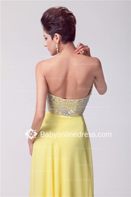 Yellow Sweetheart Empire Prom Gowns 2021 Ankle-Length Sequins Crystal Evening Dresses_4