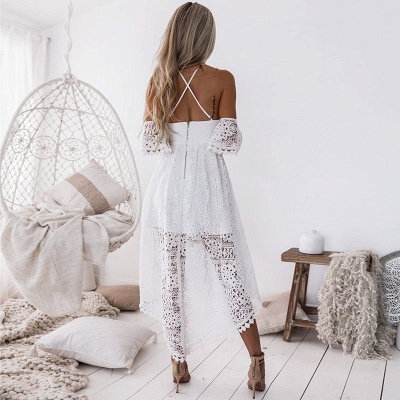 Sexy Lace Cold Sleeves Homecoming Dresses | Hi-Lo A-Line Cocktail Dresses_2