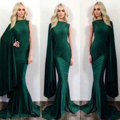 2021 Green Mermaid Evening Gowns One Shoulder Stylish Formal Evening Dresses_3