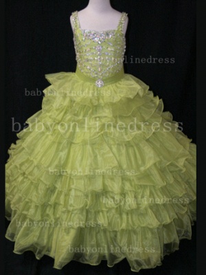 Cheap Glitz Pageant Dresses For Girls Custom Made 2021 Straps Beaded Layered Gowns For Sale LR852_4