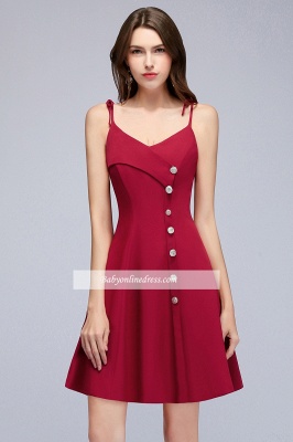Homecoming Sweetheart A-Line Straps Knee Length Dresses Spaghetti with Buttons_6