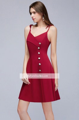 Homecoming Sweetheart A-Line Straps Knee Length Dresses Spaghetti with Buttons_4