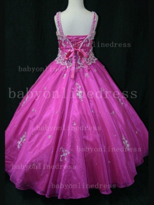 Affordable Formal Gowns For Flower Girls Online Straps Beaded Crystal Girls Pageant Dresses For Sale LR855_2