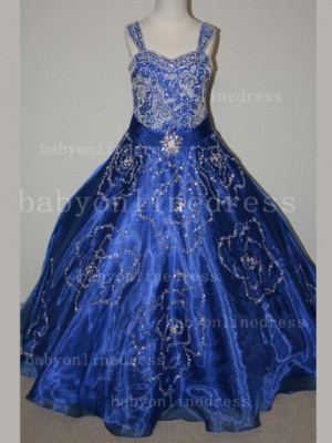 Hot Sale Beautiful Pageant Dresses For Girls 2021 Straps Beaded Crystal Organza Gowns For Sale LR857_3