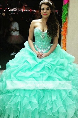 New Arrival Elegant Sweetheart Ball Crystal Lace-Up Ruffles Quinceanera Dress_4