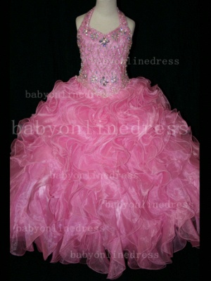 Cheap Pageant Dresses For Girls Newborn Beauty Beaded Rhinestone Flower Girls Party Dresses On Sale LR864_3