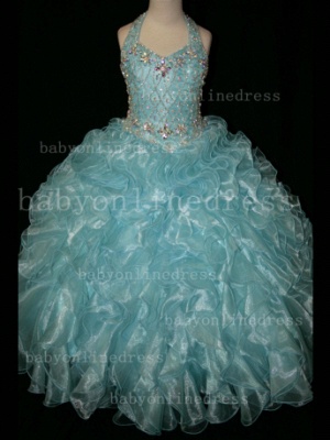 Cheap Pageant Dresses For Girls Newborn Beauty Beaded Rhinestone Flower Girls Party Dresses On Sale LR864_5