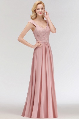 Elegant A-Line Chiffon Bridesmaid Dresses | V-Neck Cap Sleeves Lace Wedding Party Dresses_4