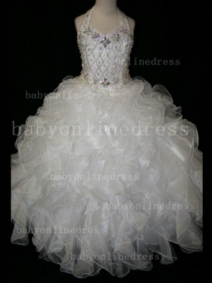 Cheap Pageant Dresses For Girls Newborn Beauty Beaded Rhinestone Flower Girls Party Dresses On Sale LR864_4