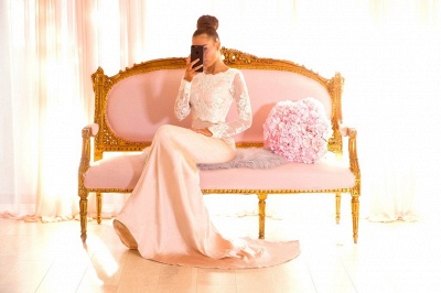 Elegant Lace Mermaid Bridesmaid Dresses | Jewel Long Sleeves Evening Dresses_4